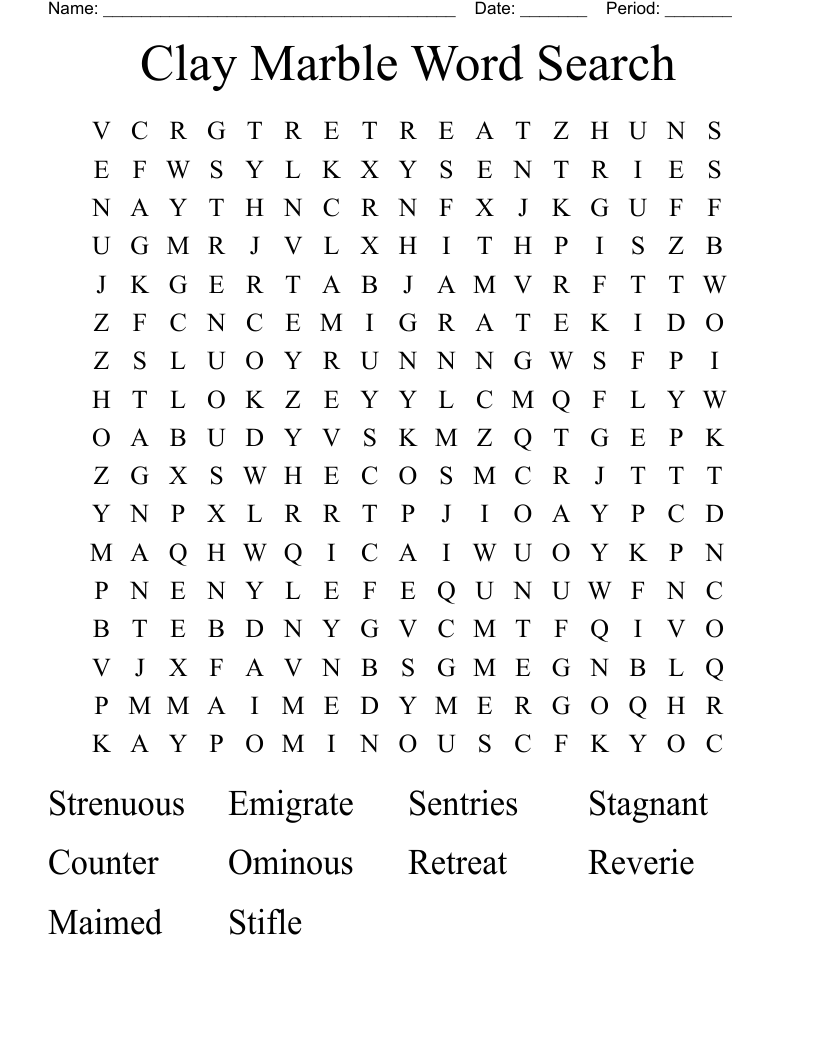 Clay Marble Word Search