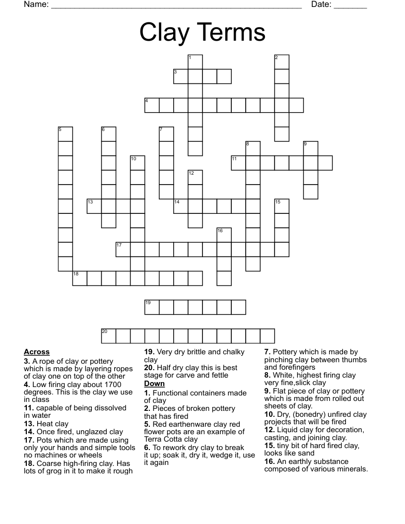 Clay Terms Crossword