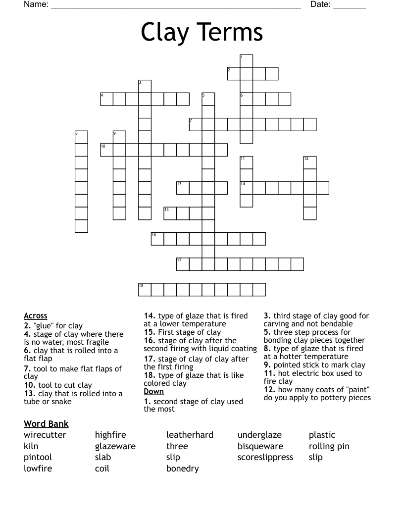 Clay Terms Crossword