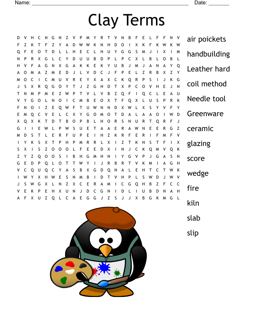 Clay Terms Word Search
