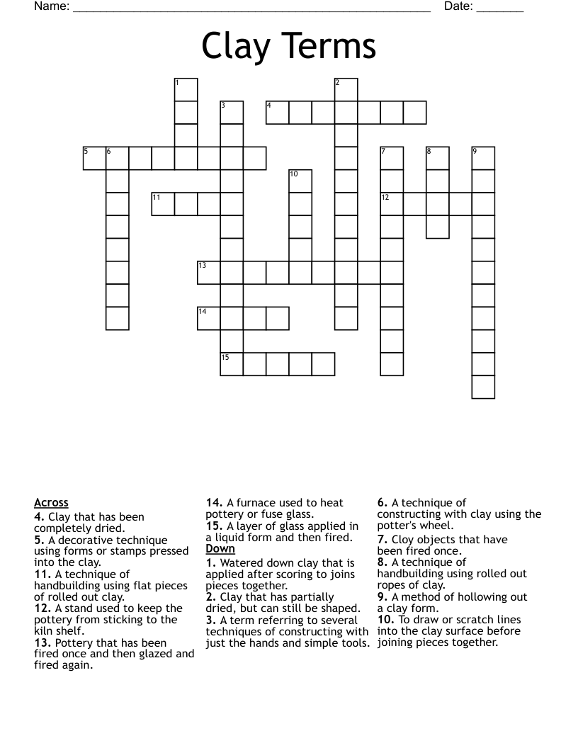 Clay Terms Crossword