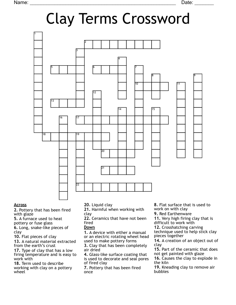 Clay Terms Crossword
