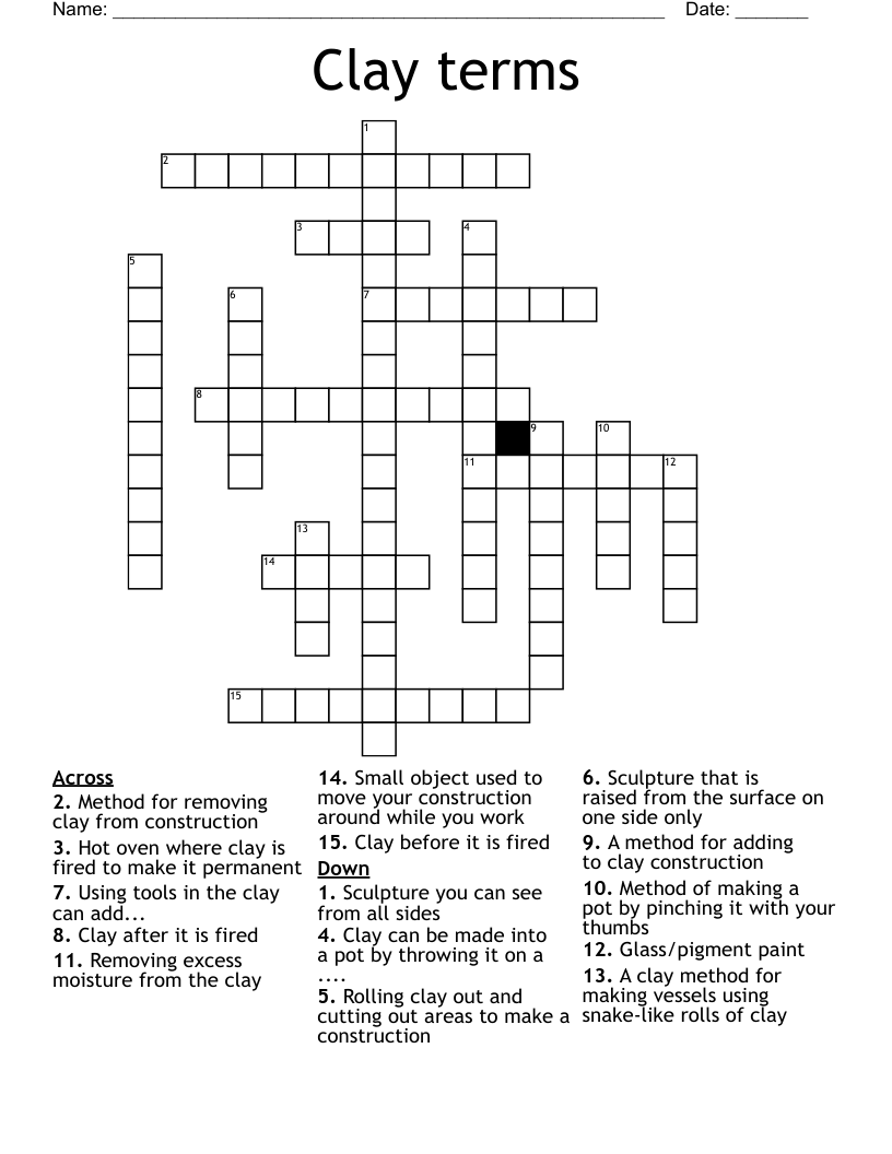 Clay terms Crossword