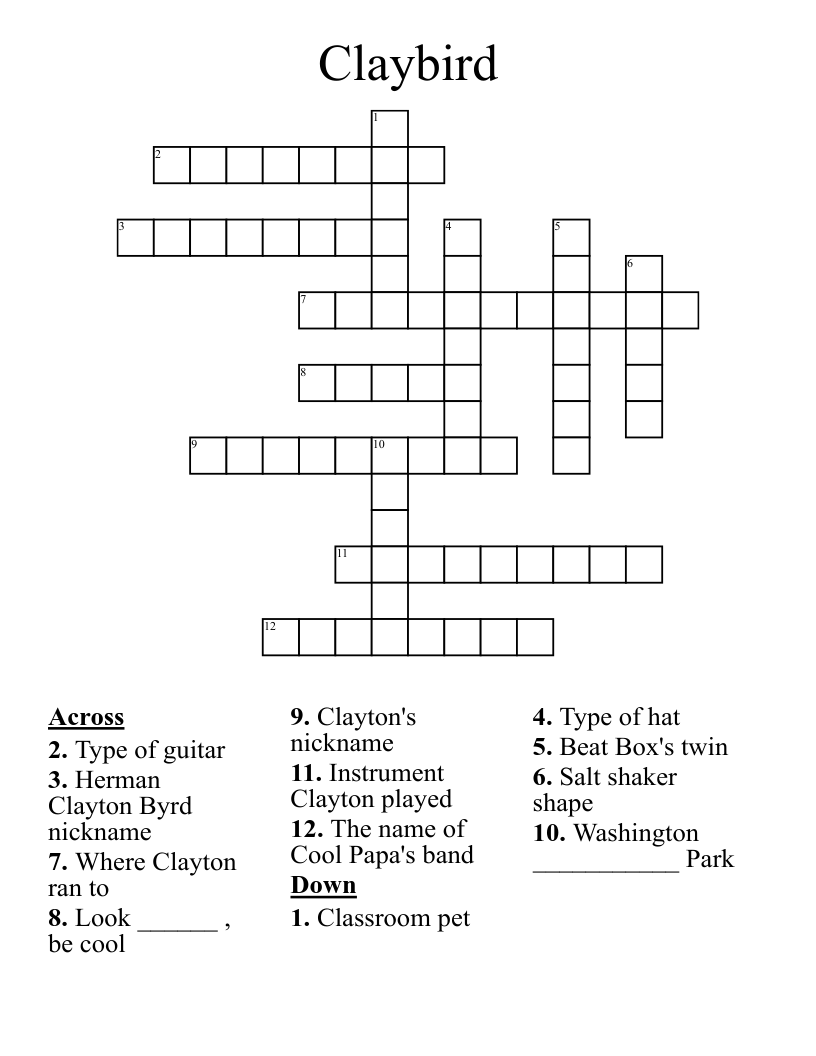 Claybird Crossword