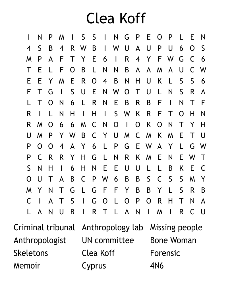 Clea Koff Word Search