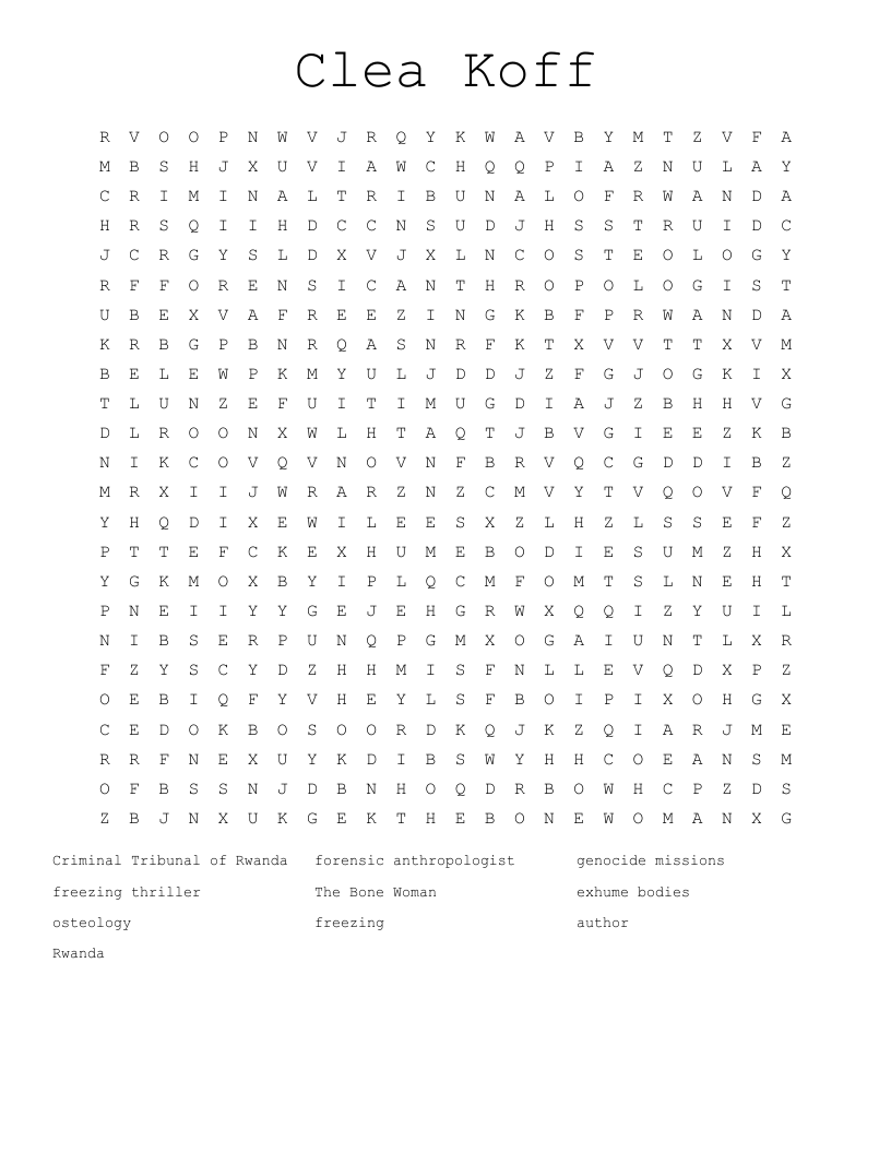 Clea Koff Word Search