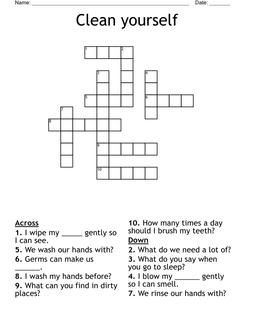 Clean yourself Crossword