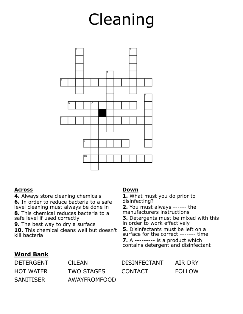 Cleaning Crossword