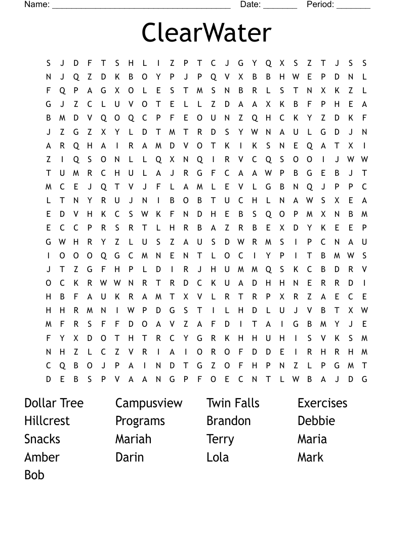 ClearWater Word Search