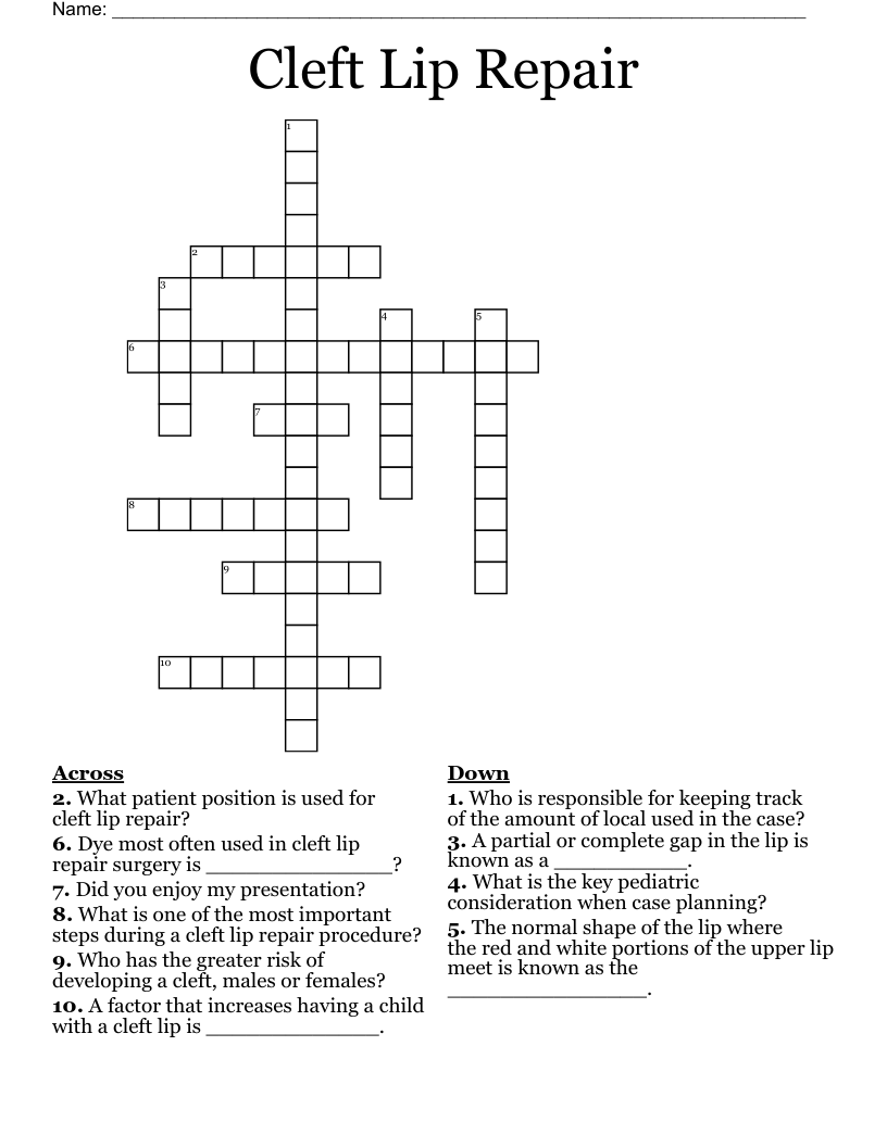 Cleft Lip Repair  Crossword