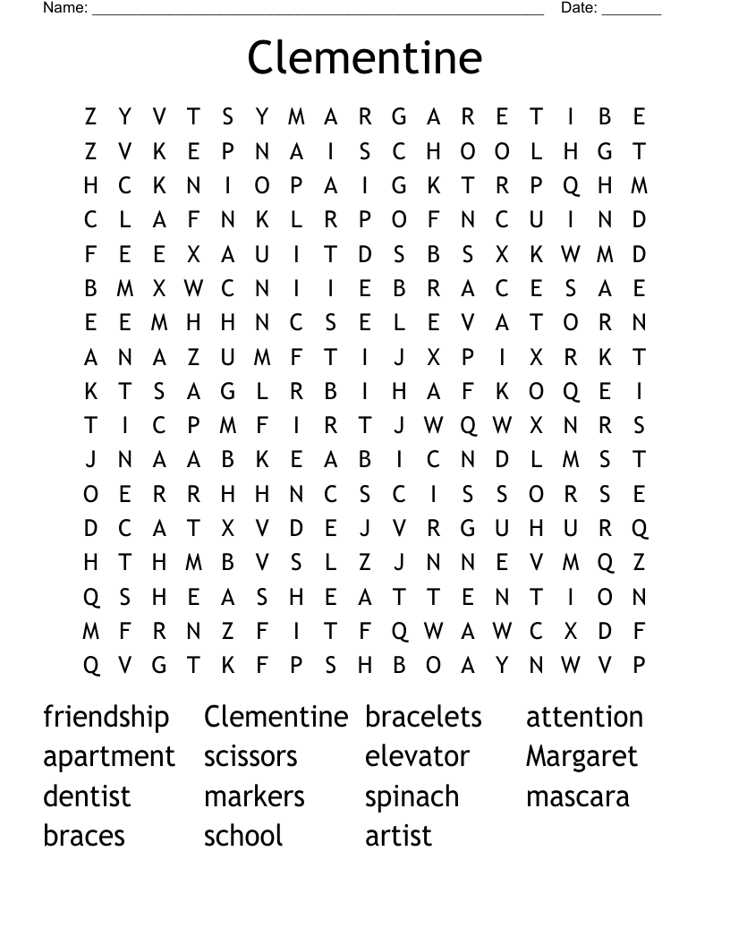 Clementine Word Search