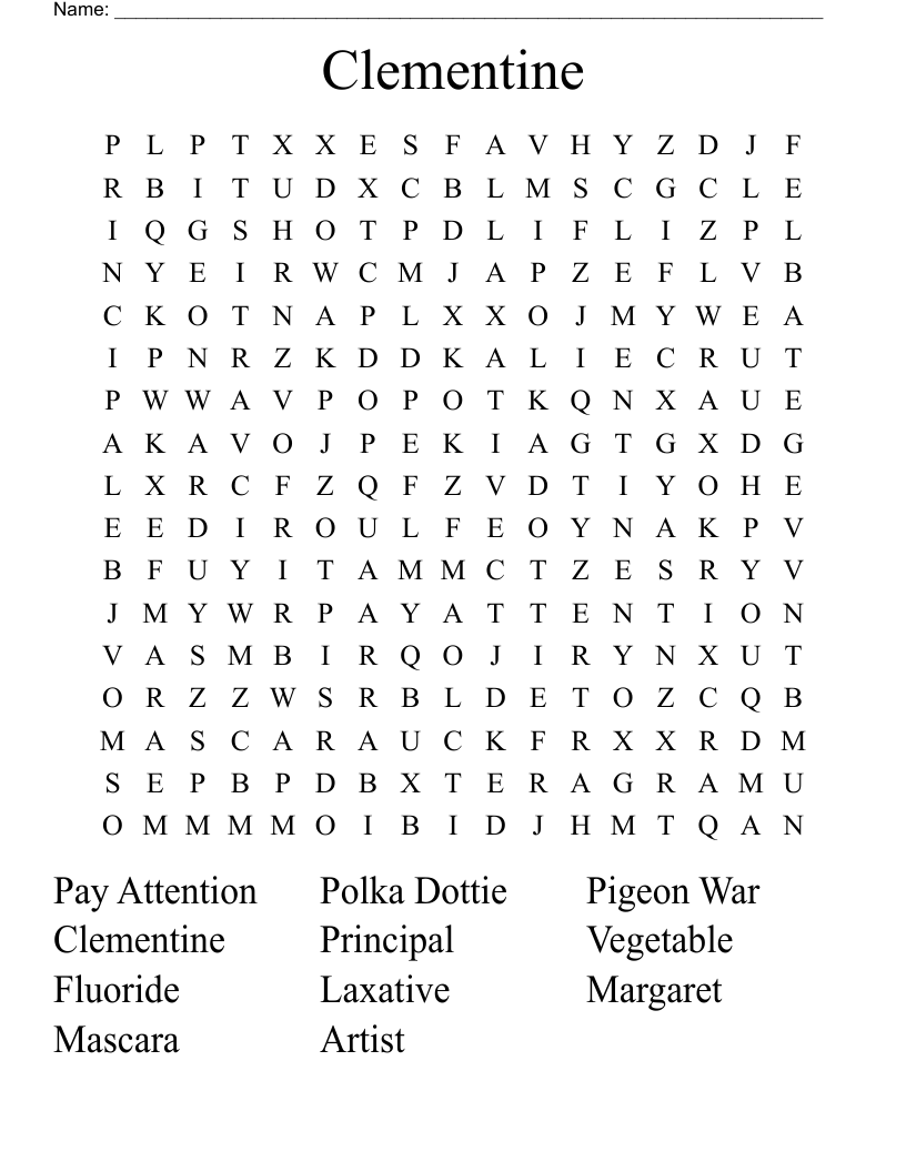 Clementine  Word Search