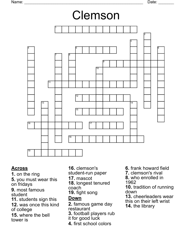 Clemson Crossword