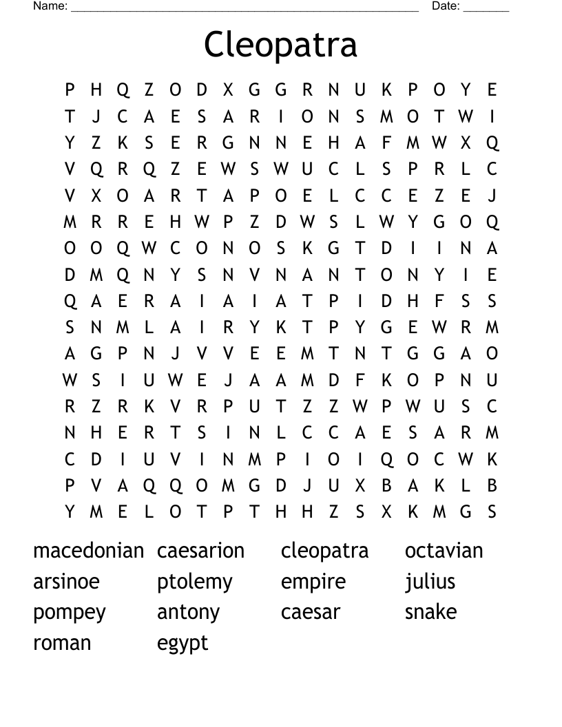Cleopatra Word Search