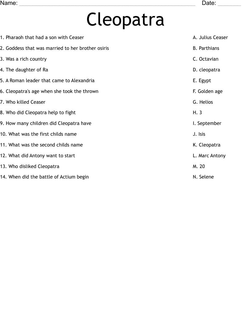 Cleopatra Worksheet