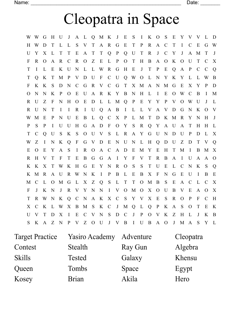 Cleopatra in Space Word Search