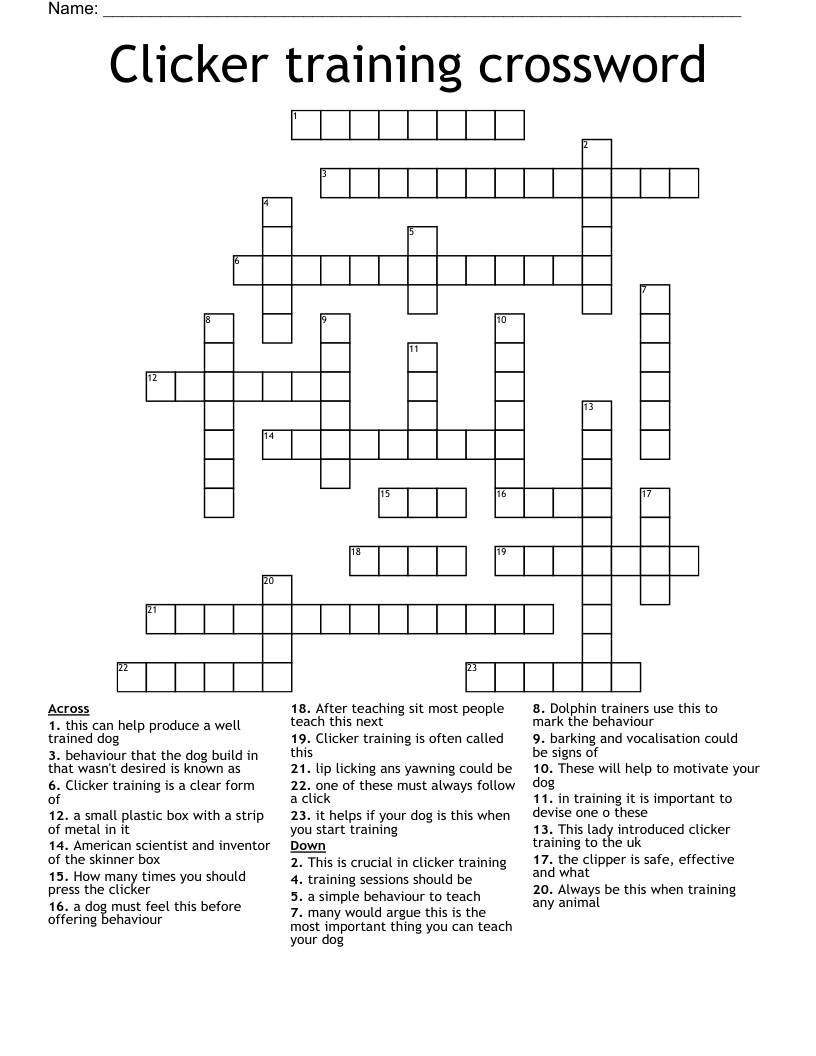 Clicker training crossword