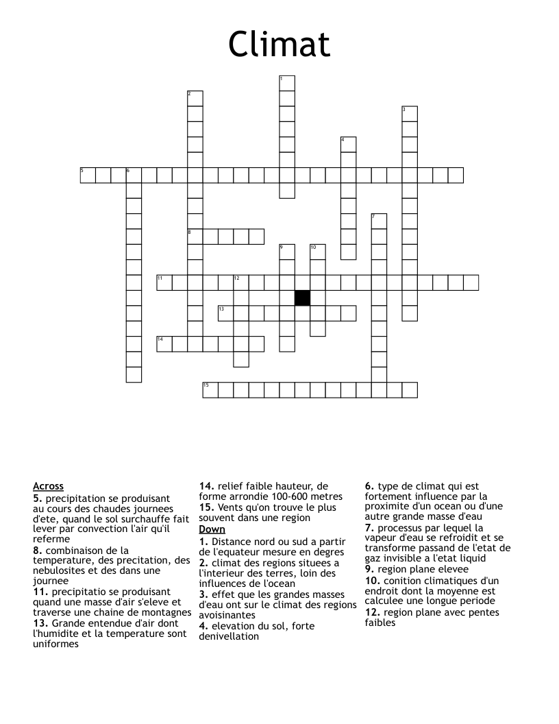 Climat Crossword