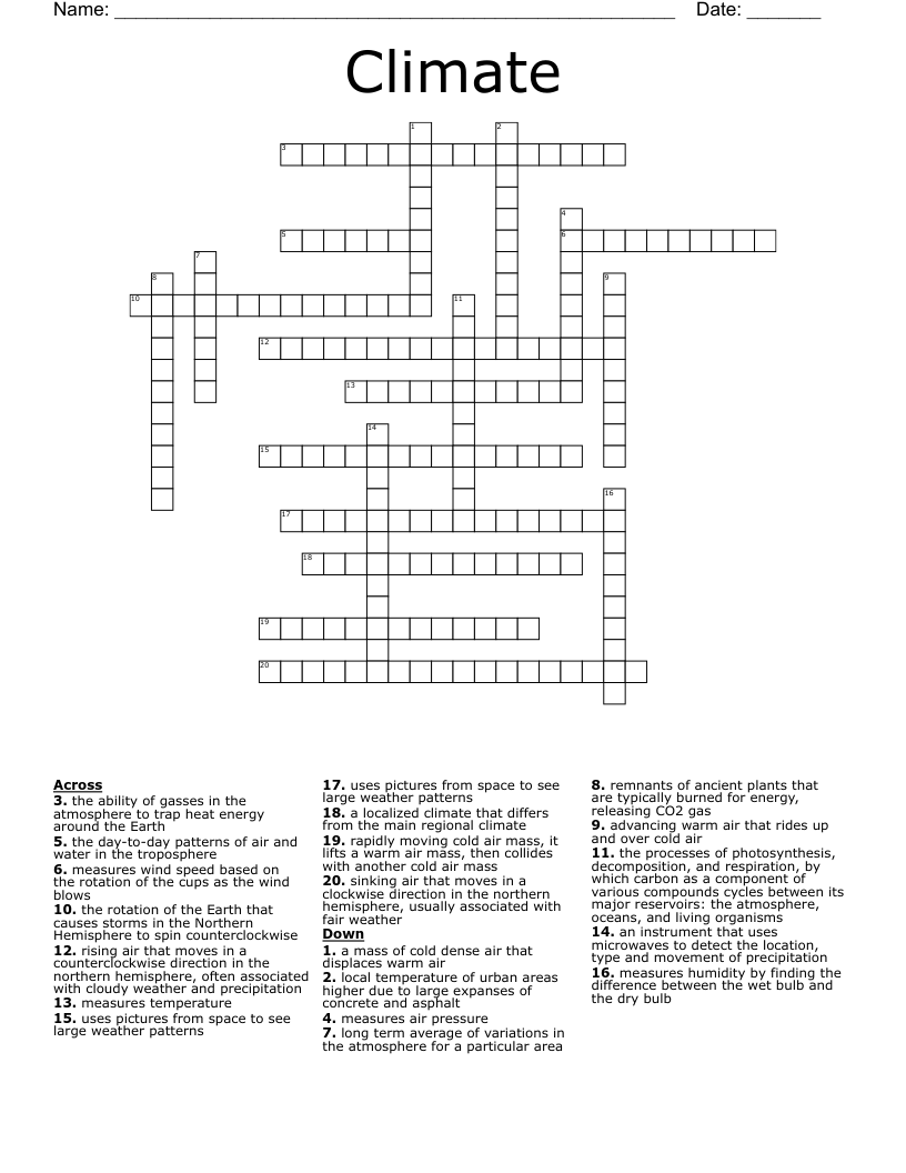 Climate Crossword