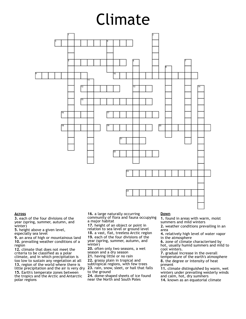 Climate Crossword