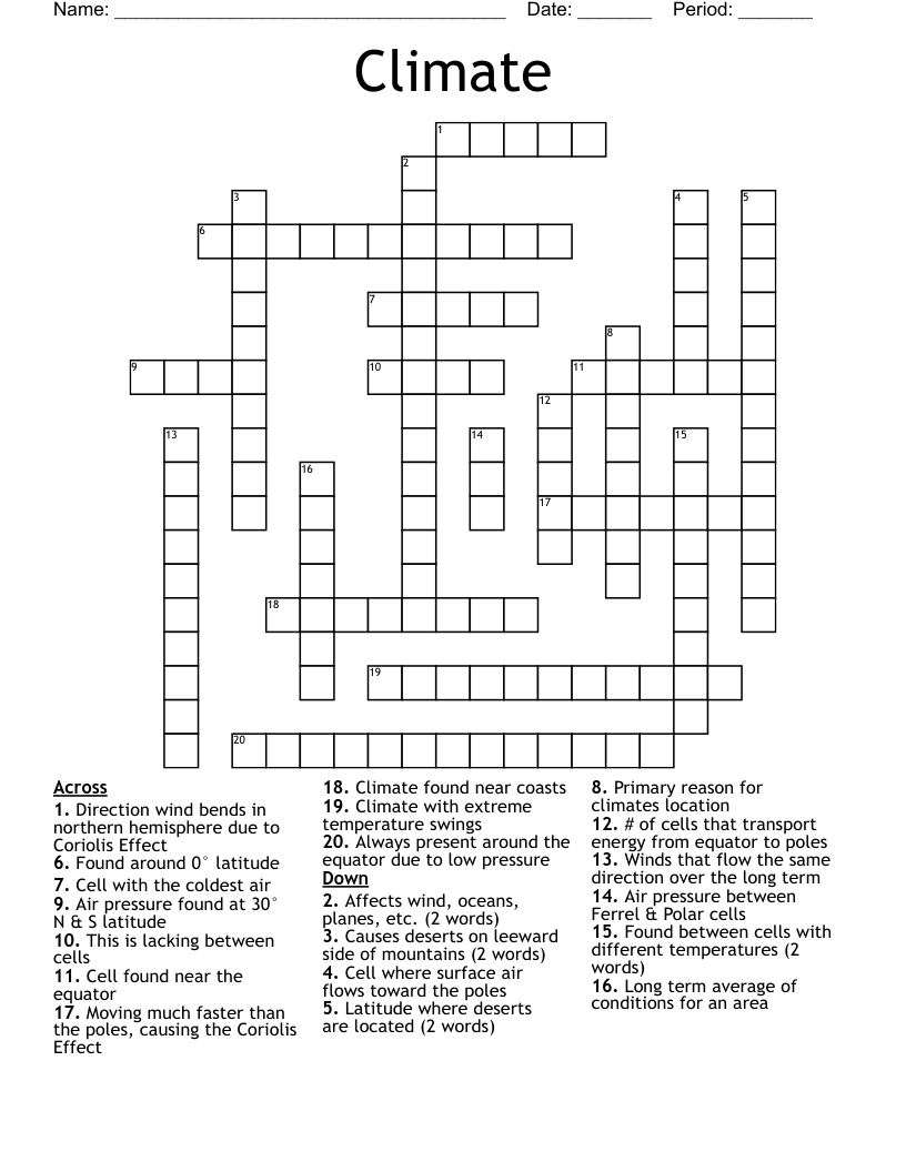 Climate Crossword