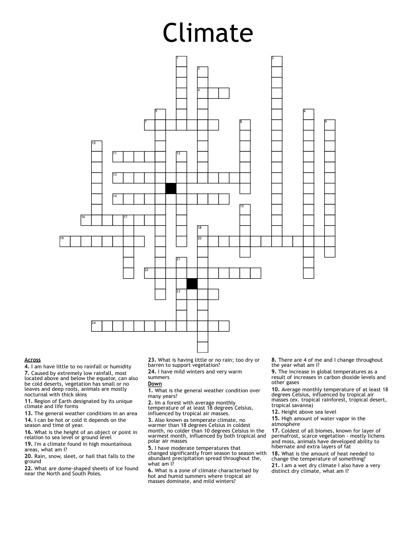 Climate Crossword