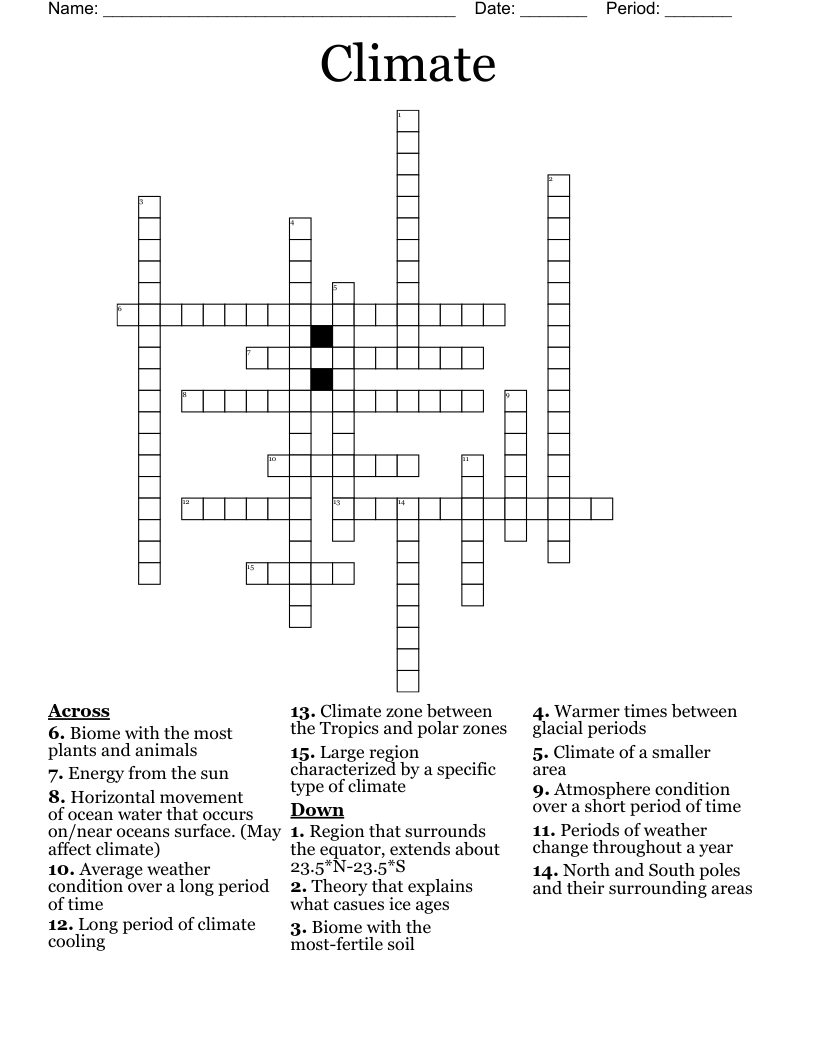 Climate Crossword
