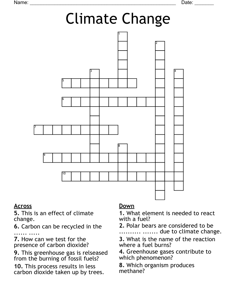 Climate Change Crossword
