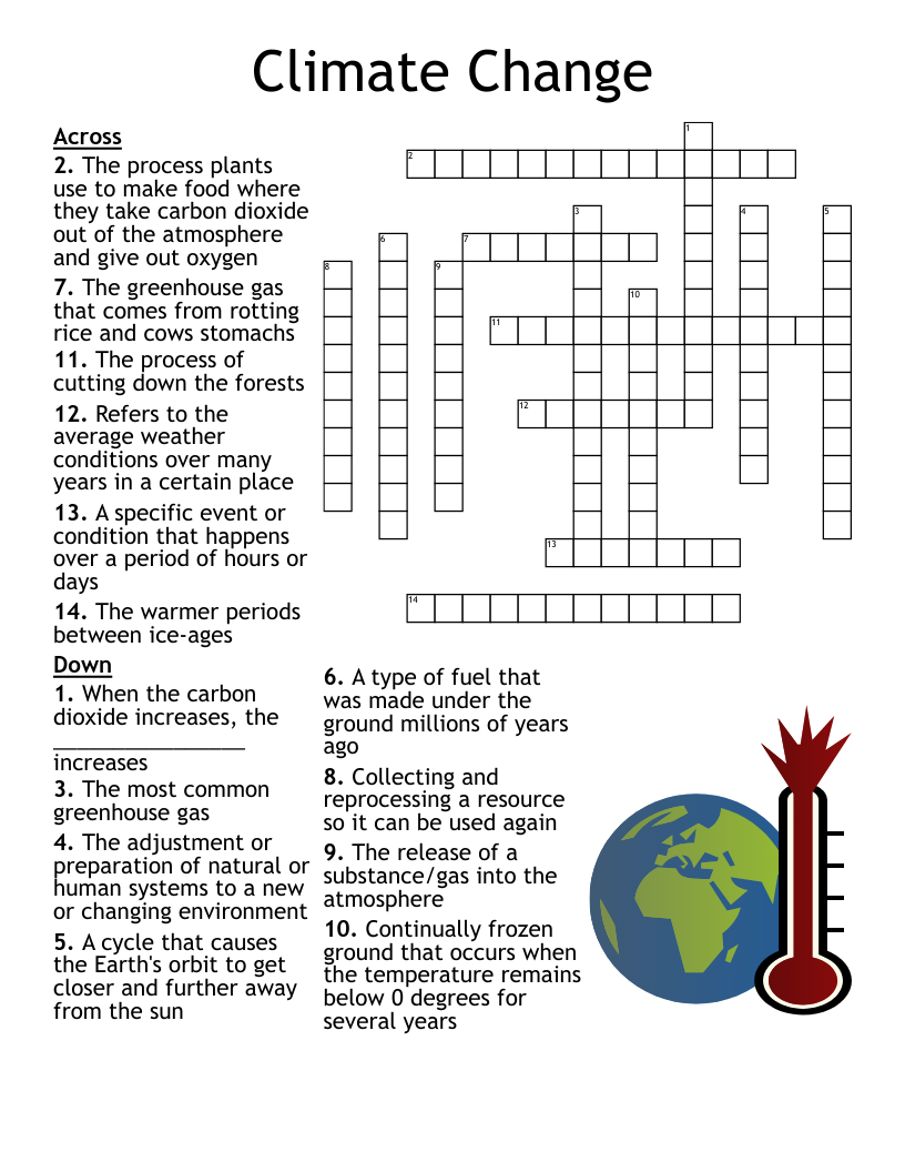 Climate Change Crossword