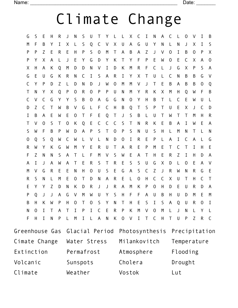 Climate Change Word Search