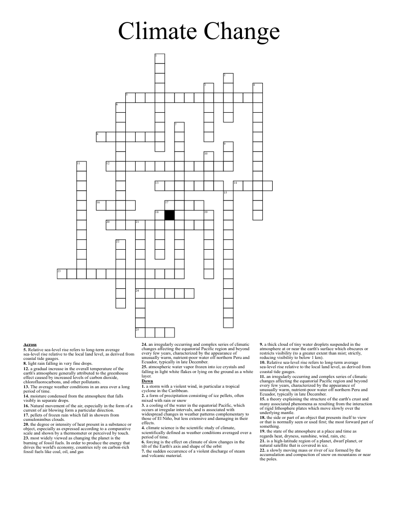 Climate Change Crossword