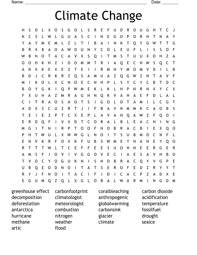 Climate Change Word Search