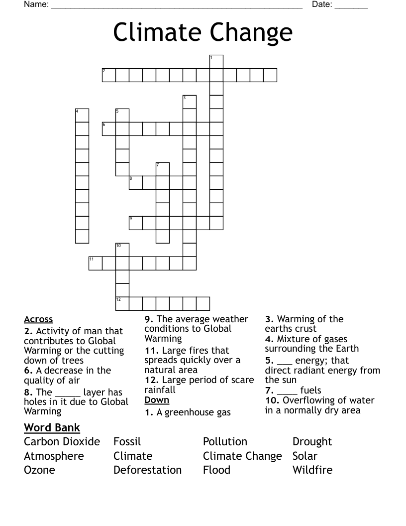 Climate Change Crossword