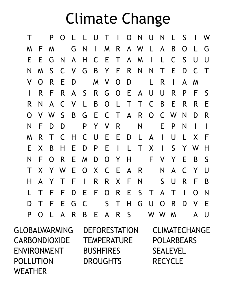 Climate Change Word Search