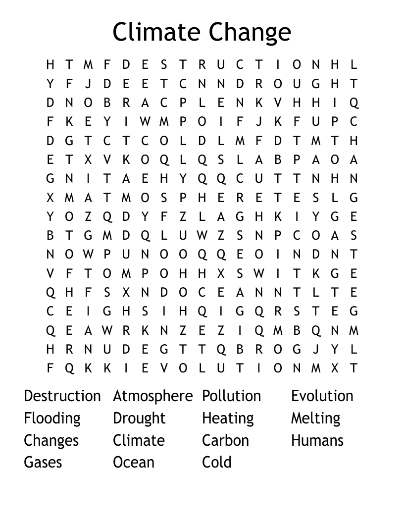 Climate Change Word Search