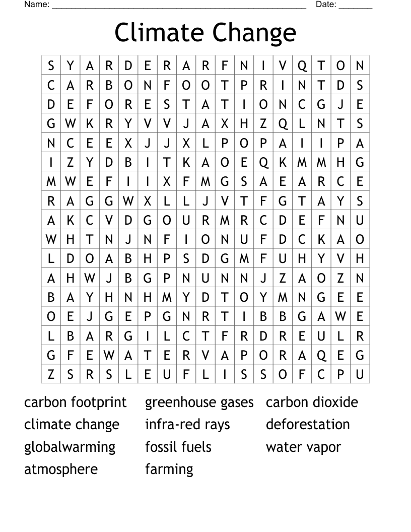 Climate Change Word Search