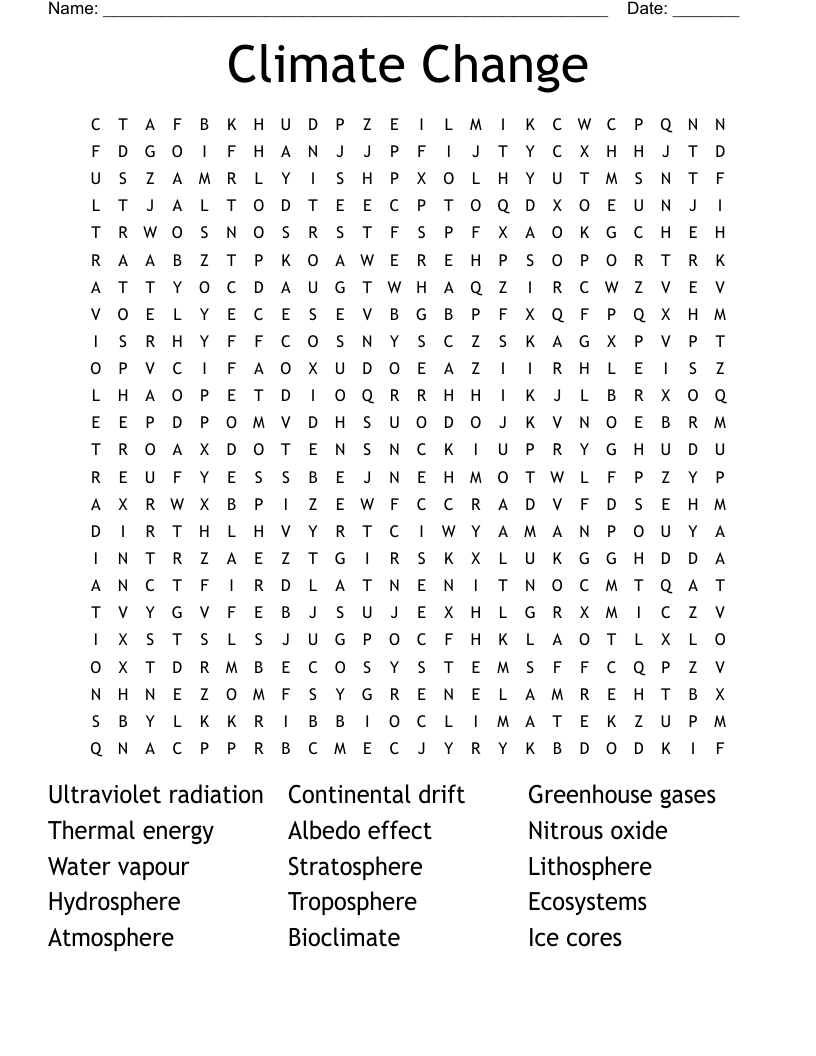 Climate Change Word Search