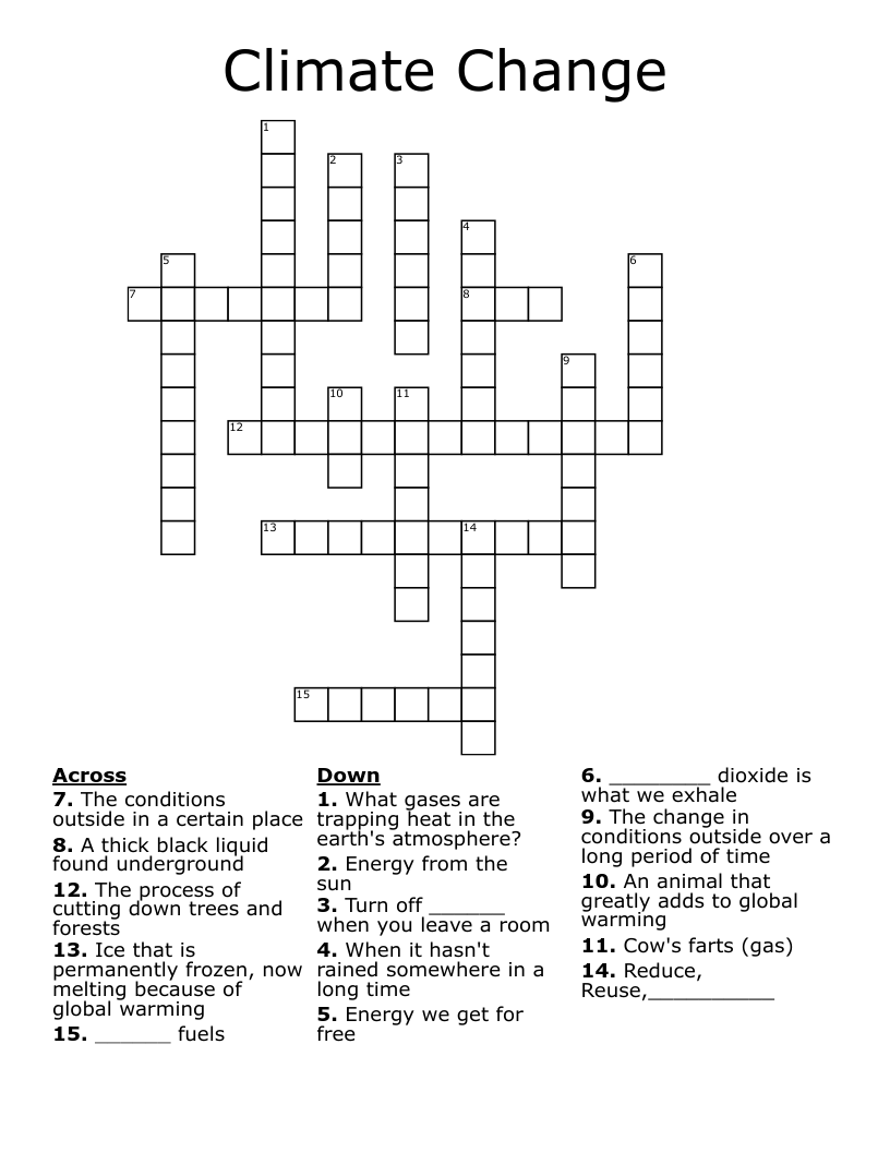 Climate Change Crossword