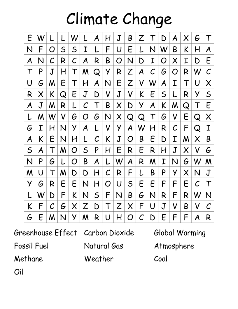Climate Change Word Search