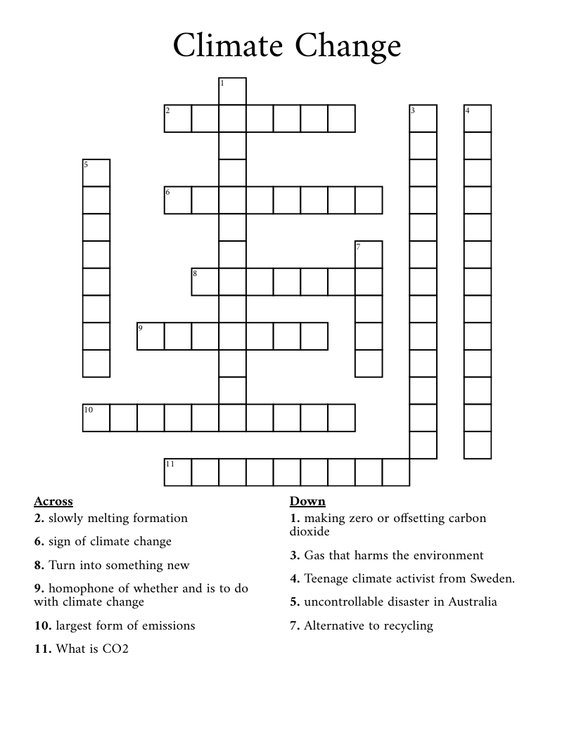 Climate Change Crossword