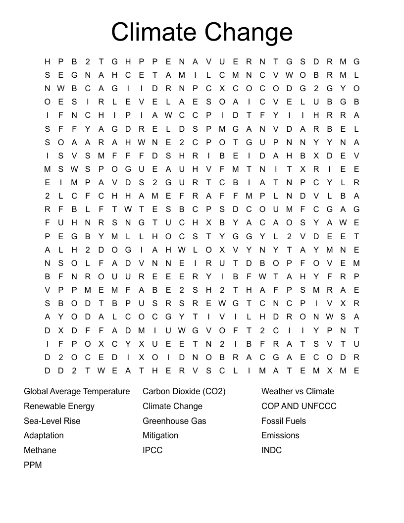 Climate Change Word Search
