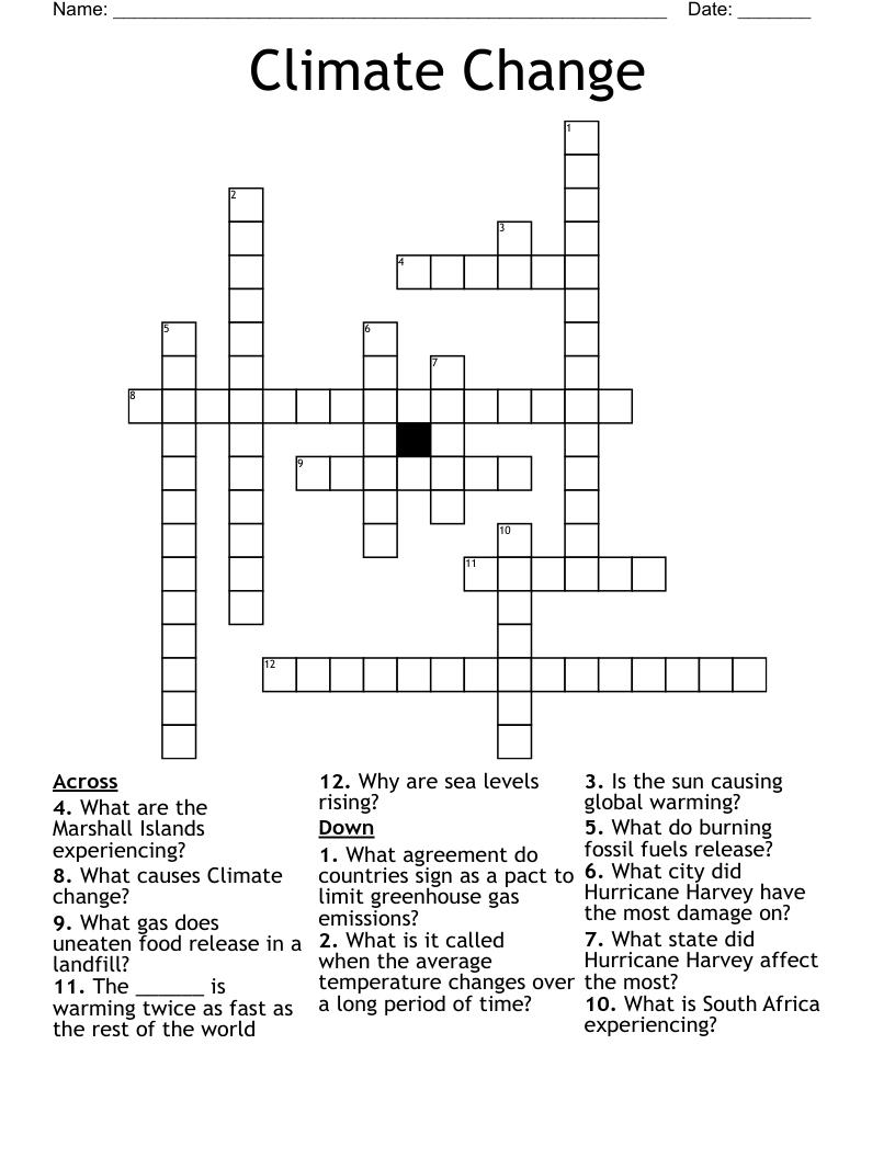 Climate Change Crossword