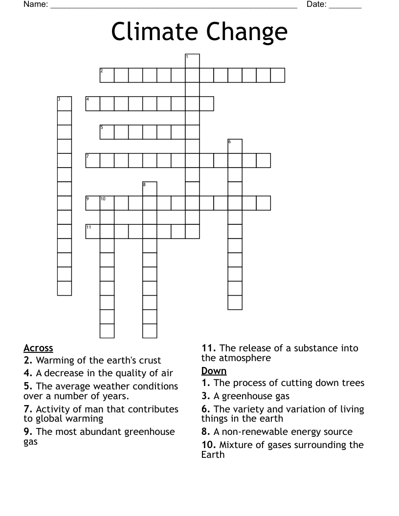Climate Change Crossword