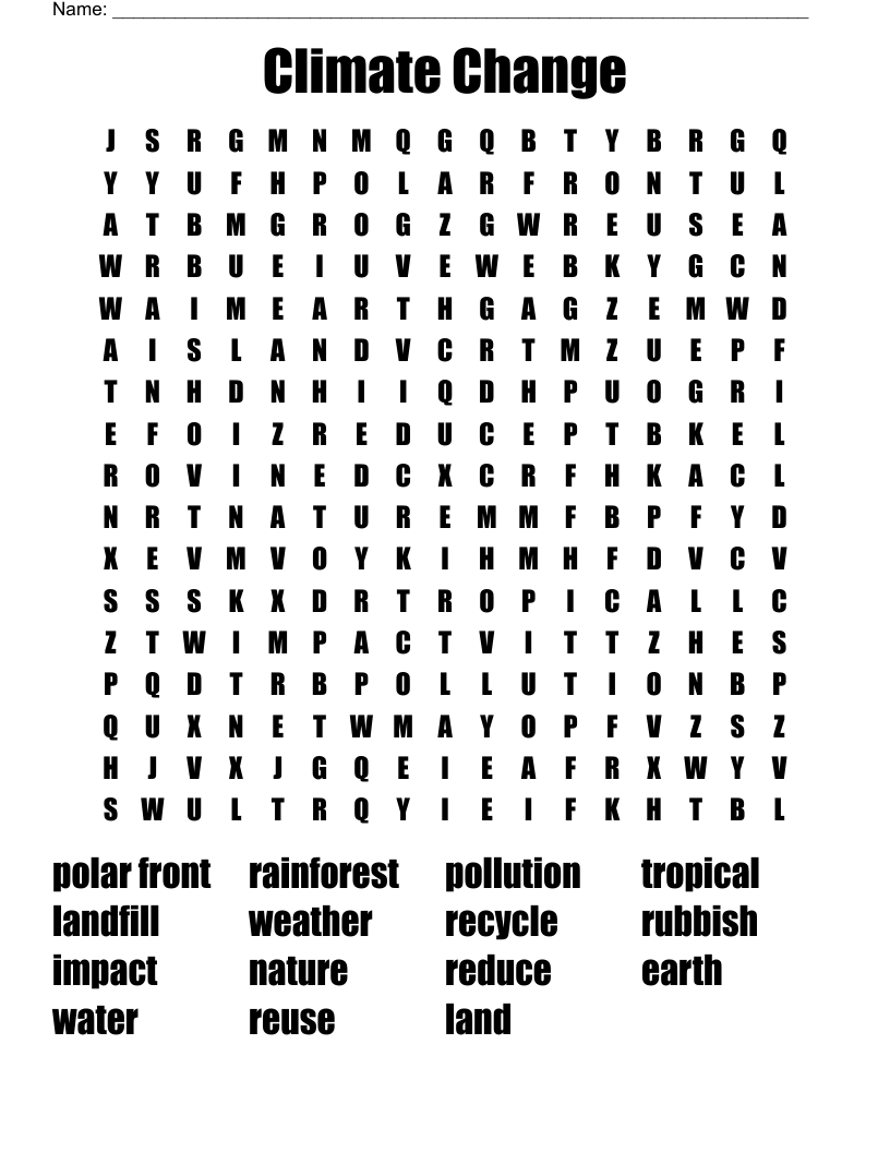 Climate Change Word Search