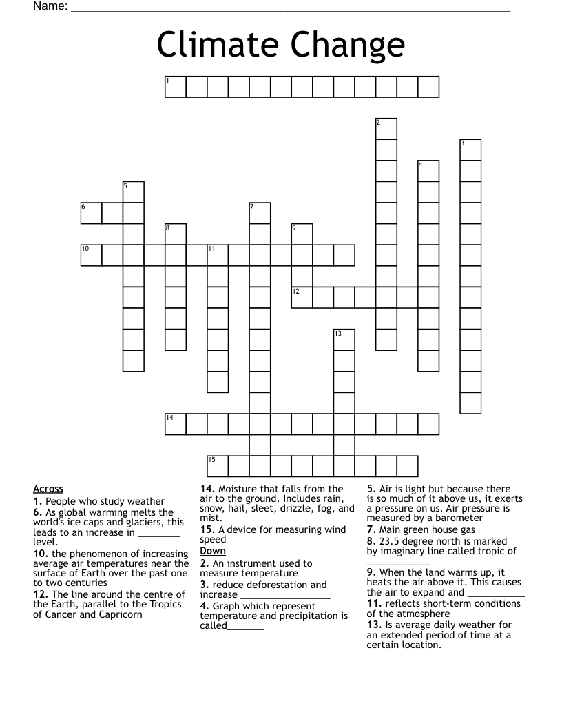 Climate Change Crossword