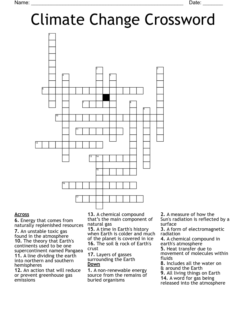 Climate Change Crossword