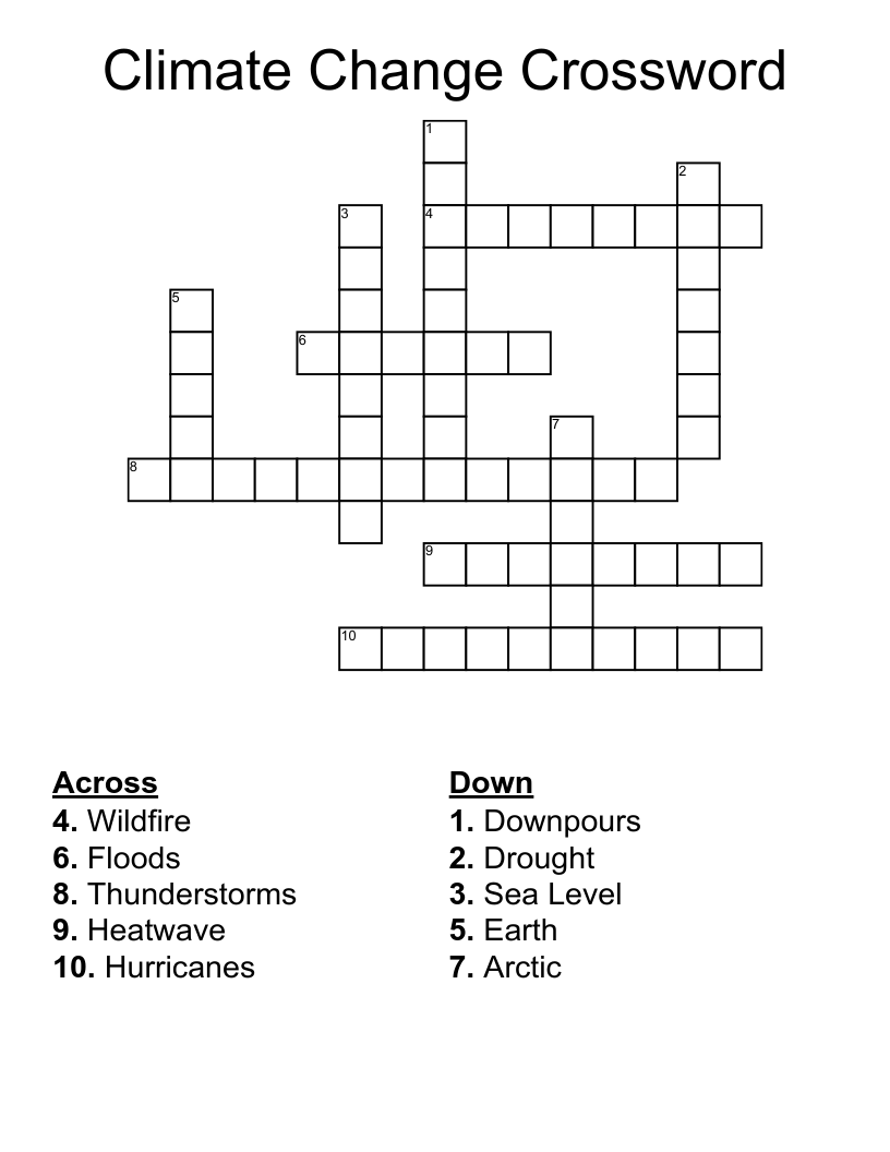 Climate Change Crossword
