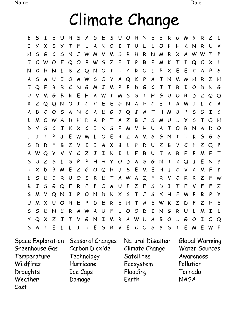 Climate Change  Word Search