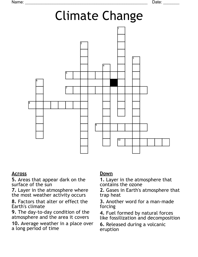 Climate Change  Crossword
