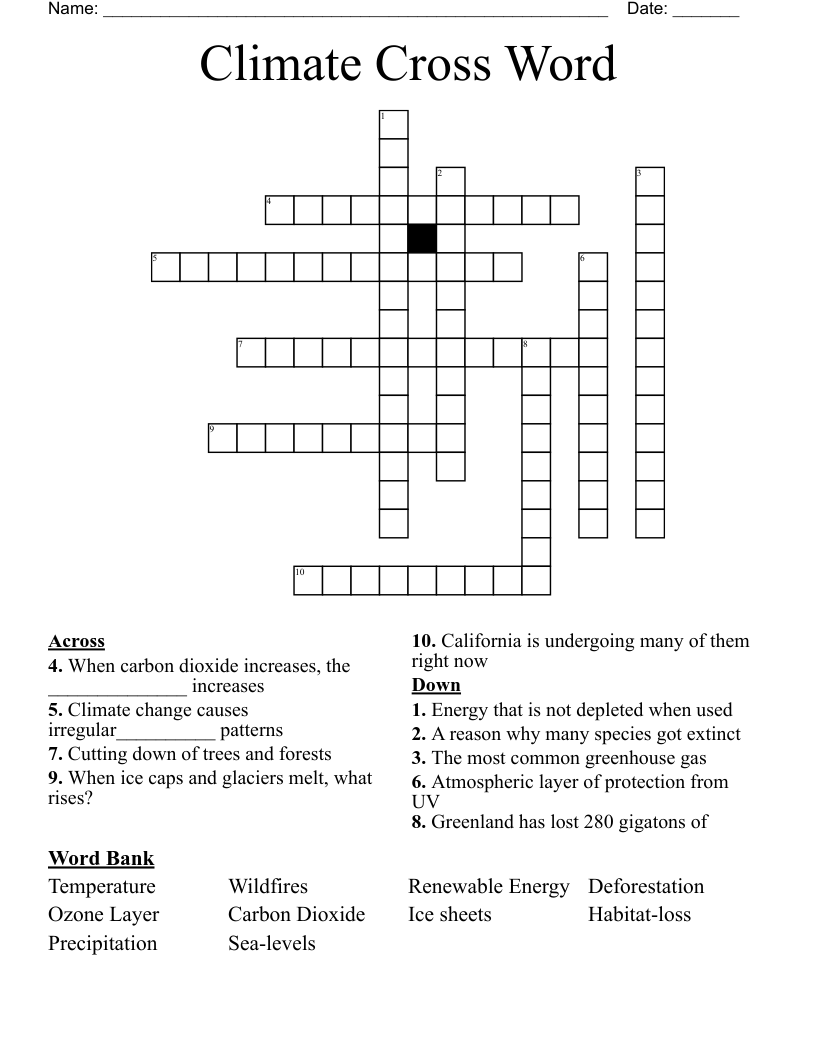 Climate Cross Word